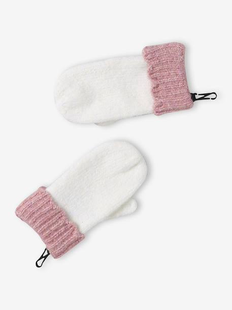 Ensemble fille bonnet + snood + moufles/gants écru - vertbaudet enfant 