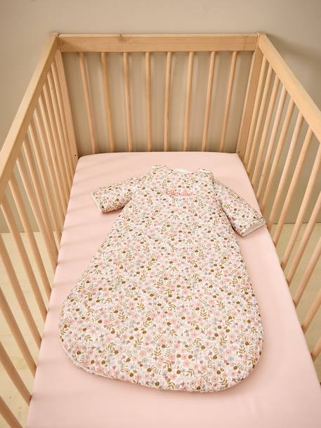 Trappelzak met afneembare mouwen, personaliseerbaar FLORA wit, bedrukt - vertbaudet enfant 