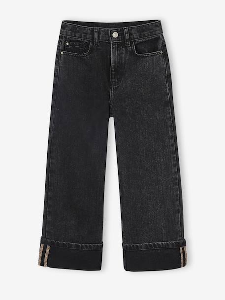 Jean fille large à revers denim black - vertbaudet enfant 