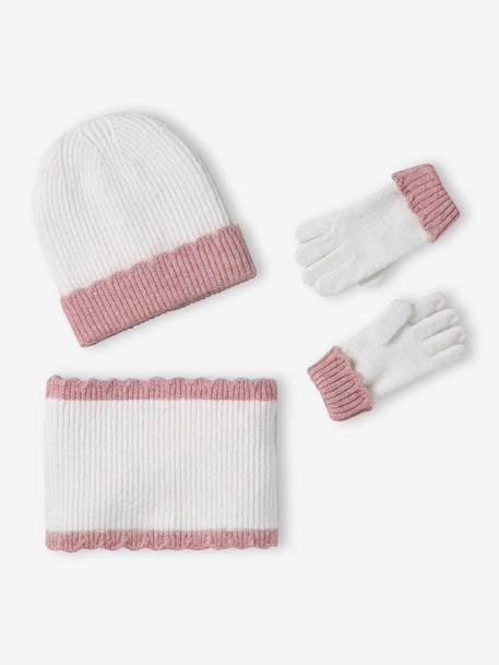 Fille-Accessoires-Ensemble fille bonnet + snood + moufles/gants