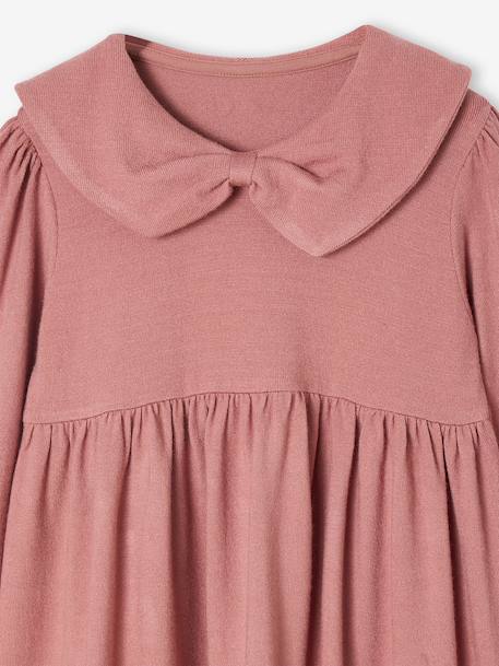 Jurk met fantasie kraag van gebreide tricot voor meisjes marineblauw+rouge - vertbaudet enfant 