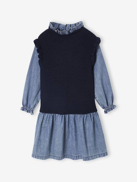 Robe 2 en1 fille marine - vertbaudet enfant 