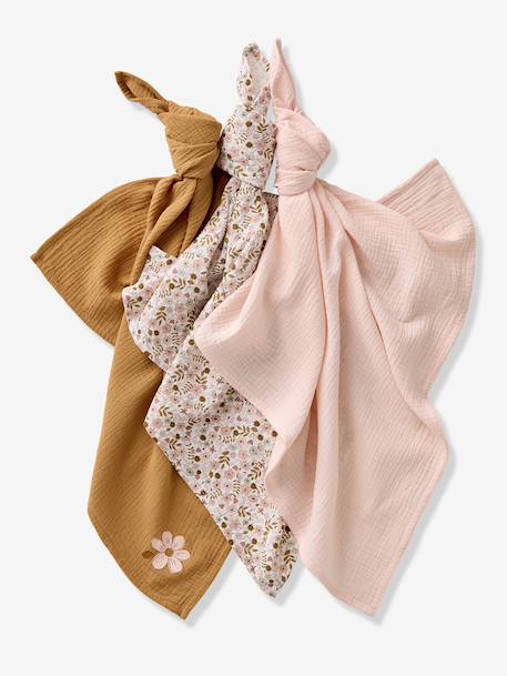 Lot de 3 langes en gaze de coton FLORA caramel - vertbaudet enfant 