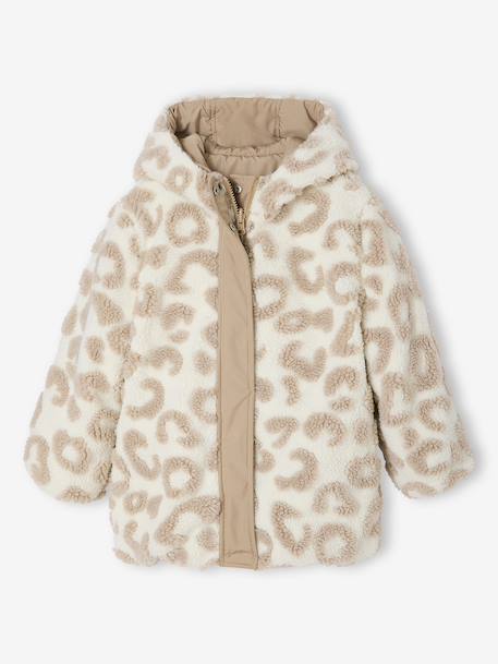 Doudoune fille réversible léopard moka - vertbaudet enfant 