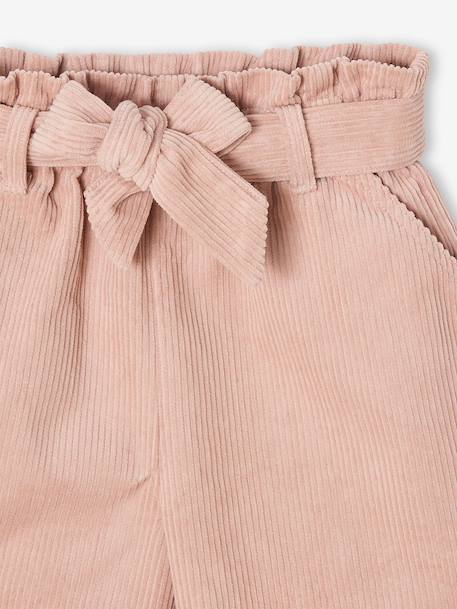 Short en velours fille style paperbag rose poudré - vertbaudet enfant 