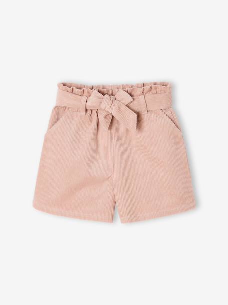 Short en velours fille style paperbag rose poudré - vertbaudet enfant 