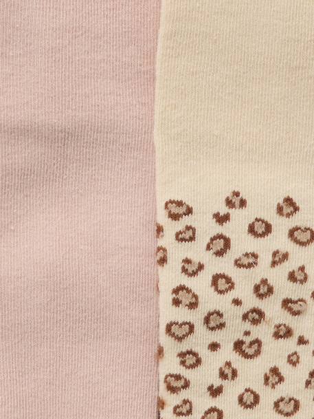 Lot De 2 Collants Bébé Fille A Motifs Léopard Un lot de 2 collants bébé fille à motifs léopard all over et à tête de léopard sur le dessus des pieds. rose poudré - vertbaudet enfant 