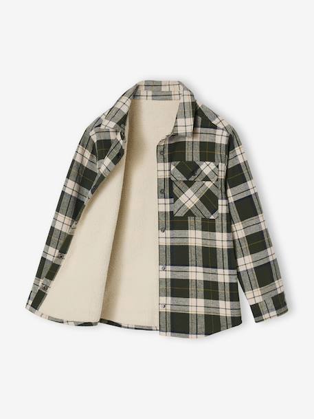 Chemise flanelle carreaux GA doublée Sherpa carreaux vert - vertbaudet enfant 