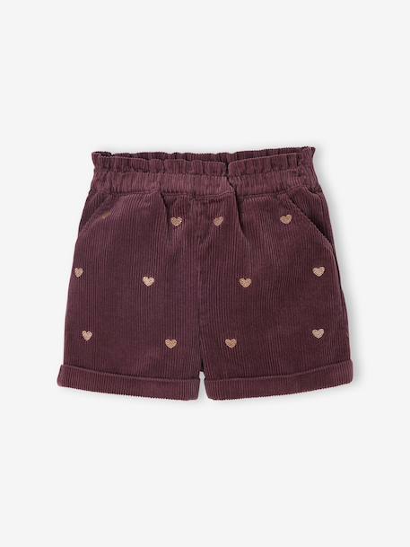 Short en velours fille détail coeurs brillants brodés prune - vertbaudet enfant 