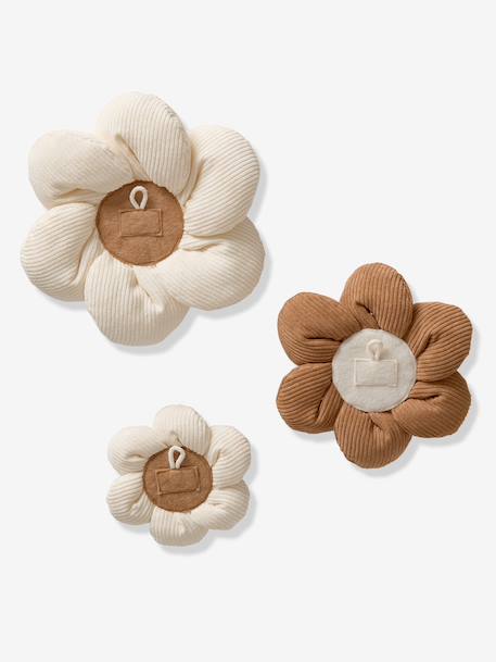 Lot de 3 fleurs en velours beige - vertbaudet enfant 