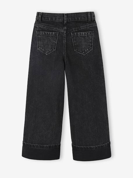 Wijde jeans met omslag voor meisjes zwart denim - vertbaudet enfant 