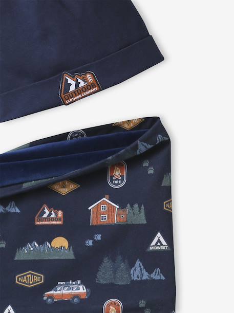 Babyset jongen muts + snood « Nature » marineblauw - vertbaudet enfant 