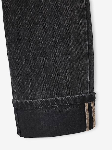 Wijde jeans met omslag voor meisjes zwart denim - vertbaudet enfant 