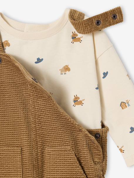 Ensemble bébé salopette en velours + T-shirt caramel - vertbaudet enfant 