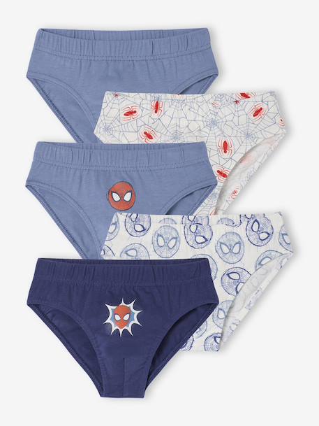 Lot 5 Slips Spiderman Garçon bleu chambray - vertbaudet enfant 
