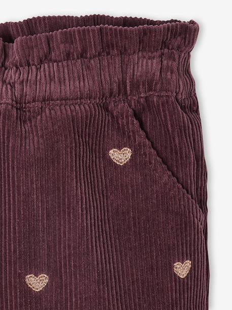 Short en fluweel / velours meisjes detail harten met glanzende borduursels pruim - vertbaudet enfant 