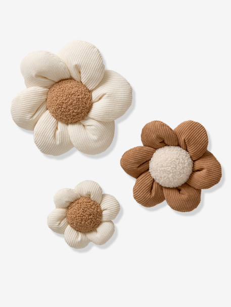 Set van 3 fluwelen bloemen beige - vertbaudet enfant 