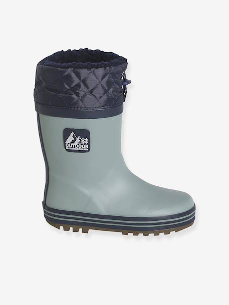 Bottes de pluie fourrées en caoutchouc enfant vert sauge - vertbaudet enfant 