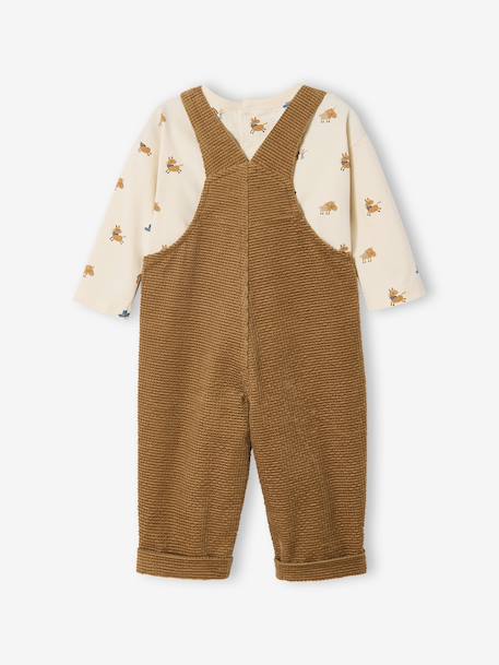 Ensemble bébé salopette en velours + T-shirt caramel - vertbaudet enfant 