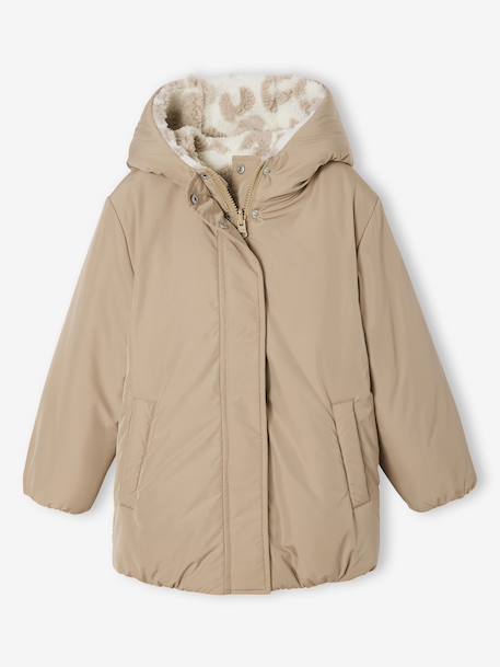 Fille-Manteau, veste-Doudoune fille réversible léopard 