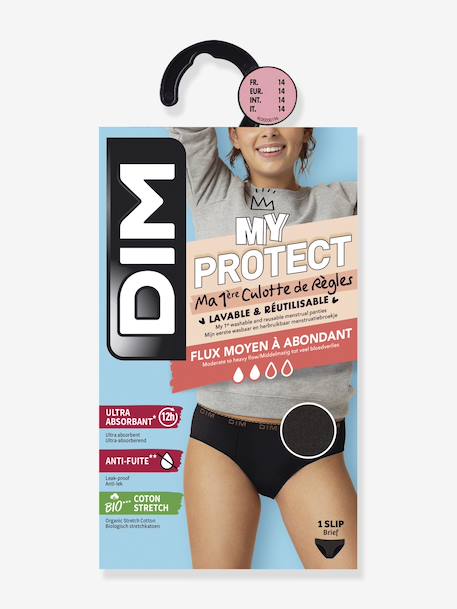 Culotte de règles fille en coton bio My Protect Noir flux moyen noir - vertbaudet enfant 