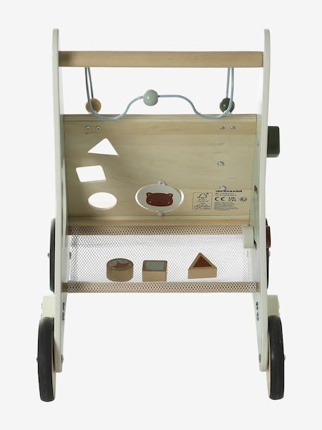 Loopwagen met remmen GREEN FOREST van FSC®-hout geel+hout+rood - vertbaudet enfant 