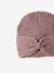 Bonnet fille en maille côtelée avec noeud fantaisie beige chiné+cannelle+vieux rose - vertbaudet enfant 