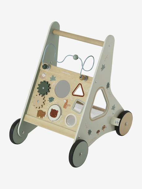 Loopwagen met remmen GREEN FOREST van FSC®-hout geel+hout+rood - vertbaudet enfant 