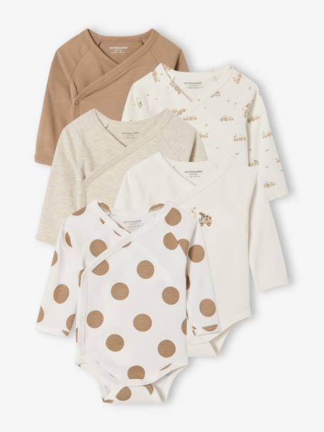 Lot de 5 bodies naissance avec ouverture américaine noisette - vertbaudet enfant 