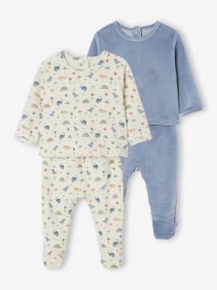 -2-delige set pyjama's voor pasgeborenen in fluweel / velours 