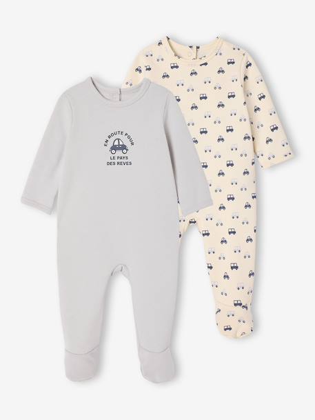 Lot de 2 pyjamas bébé garçon en molleton 'voitures' bleu pâle - vertbaudet enfant 