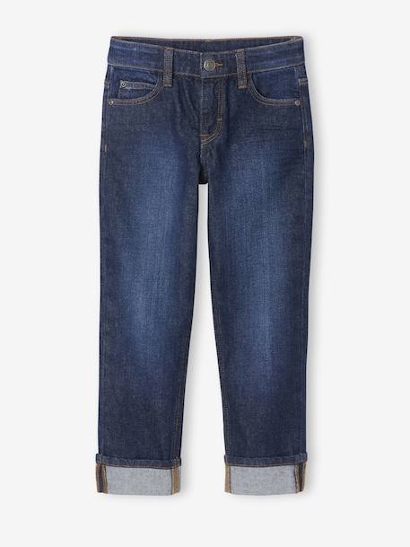 Rechte jeans voor jongens met omslag ongewassen denim - vertbaudet enfant 