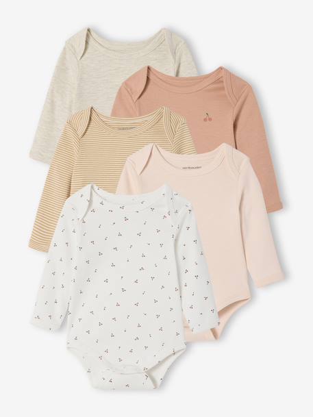 Lot de 5 bodies naissance avec ouverture américaine rose pâle - vertbaudet enfant 