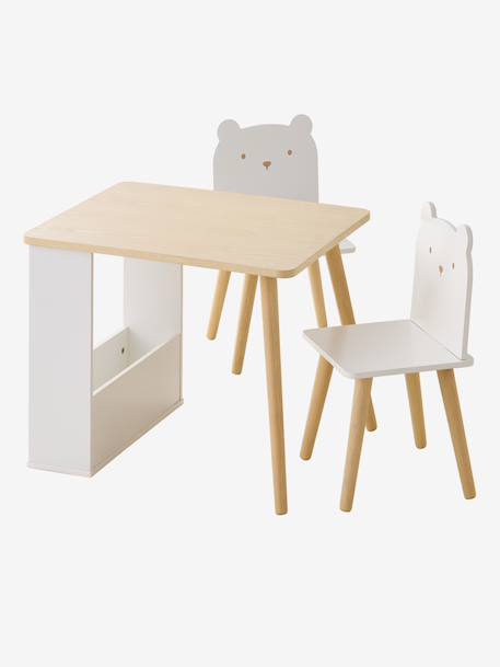 Set table et 2 chaises enfant ourson blanc - vertbaudet enfant 