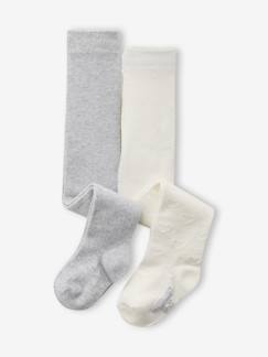 Bébé-Chaussettes, Collants-Lot 2 Collants Bébé Fille Maille Ajourée