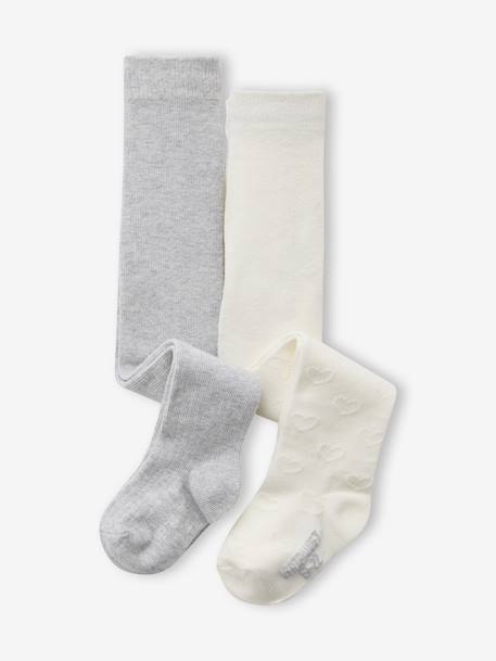 Set van 2 Panty's Baby Meisje Opengebreid ecru - vertbaudet enfant 