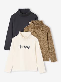 -Lot de 3 T-shirts col roulé fille