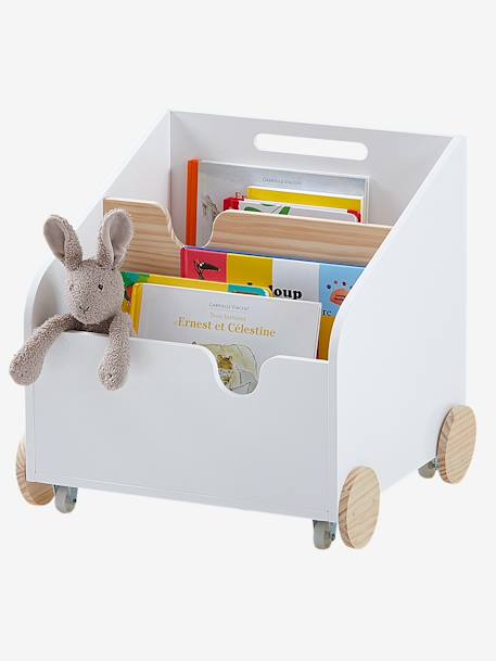 Coffre bibliothèque à roulettes SCHOOL blanc - vertbaudet enfant 