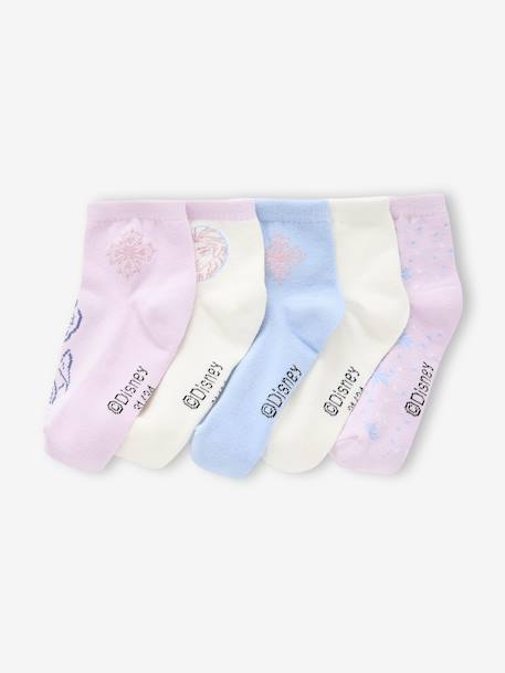 Set van 5 paar Disney® REINE DES NEIGES enkelsokken lila (poederkleur) - vertbaudet enfant 