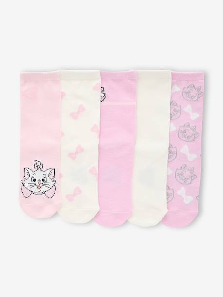 Set van 5 paar sokken voor meisjes DISNEY ANIMALS Marie de Aristokatten rozen - vertbaudet enfant 