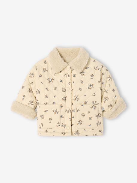 Veste matelassée bébé en velours imprimé vanille - vertbaudet enfant 