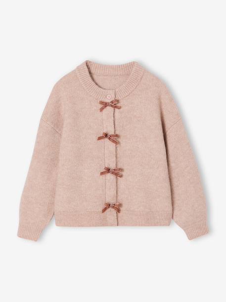 Gilet fille noeuds en velours anthracite+rose poudré - vertbaudet enfant 