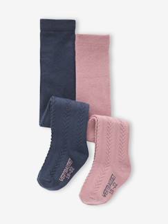 Bébé-Chaussettes, Collants-Lot de 2 paires de collants en maille torsadée bébé fille
