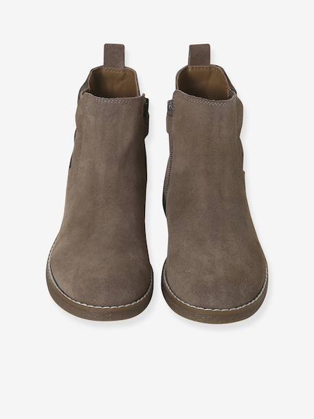 Leren meisjeslaarzen met rits en elastiek bruin+taupe+veel beige+zwart - vertbaudet enfant 