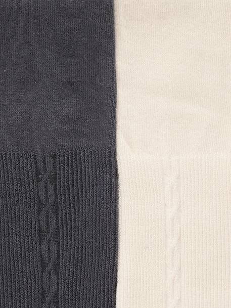 Set van 2 Panty's Meisje Kabelmotief antraciet - vertbaudet enfant 