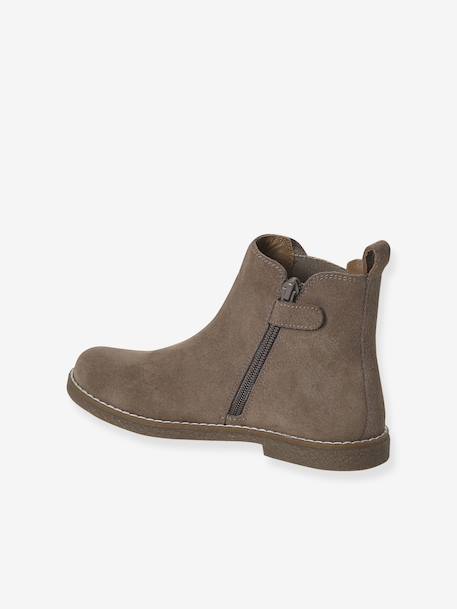Boots enfant fille cuir zippées lot beige+marron+noir+taupe - vertbaudet enfant 