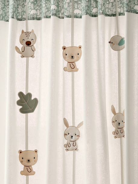 Rideau tamisant guirlande DANS LES BOIS vert sauge - vertbaudet enfant 