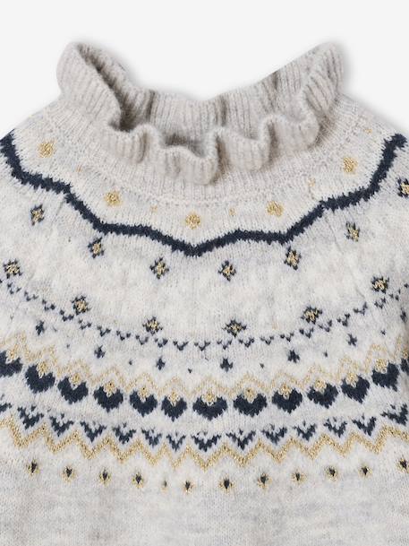 Pull jacquard détails brillants fille gris chiné+rose poudré - vertbaudet enfant 