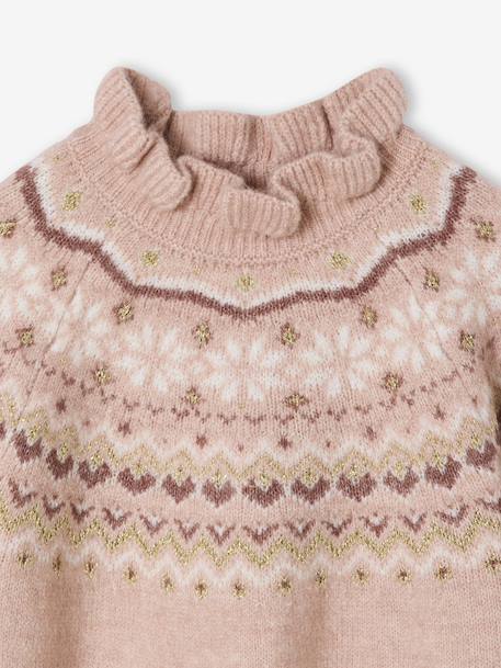 Pull jacquard détails brillants fille gris chiné+rose poudré - vertbaudet enfant 