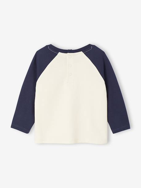 T-shirt baby met lange mouwen en een geplaatste print aan de voorkant currygeel+marineblauw - vertbaudet enfant 